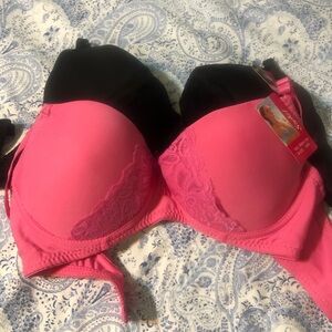 Chic Pink and Black Lace Bra